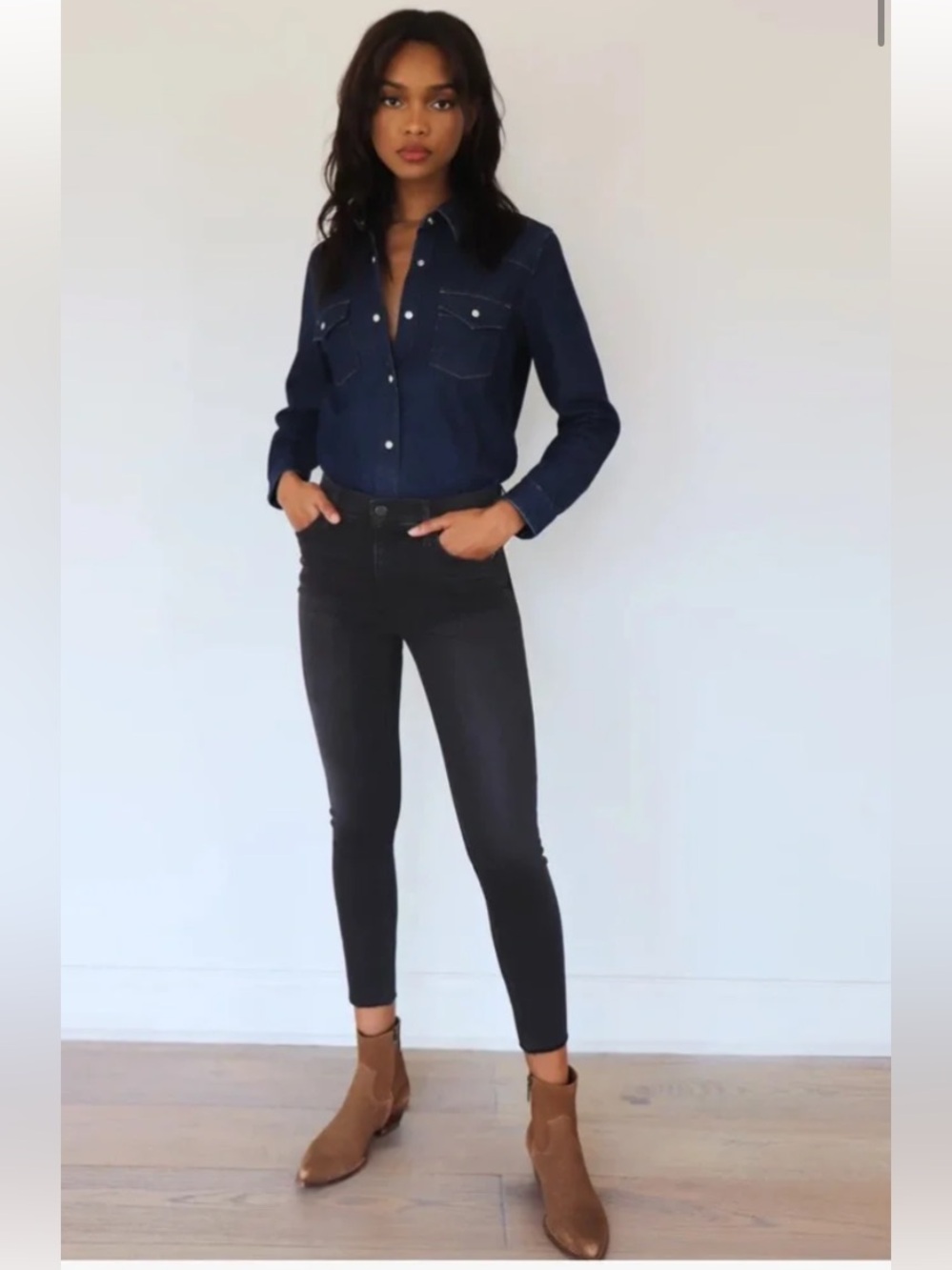 Denim Forum , women’s 29 , the Nico mid rise skinny crop, black stretch Jeans